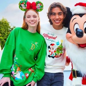 Disney Park Santa Mickey Mouse Pullover Sweatshirt for Adults – Disneyland